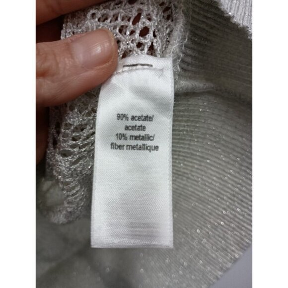Vintage Maurices Womens Tunic Top Size 0X Gray Metallic Dolman Crochet Sheer Y2K - Picture 5 of 8